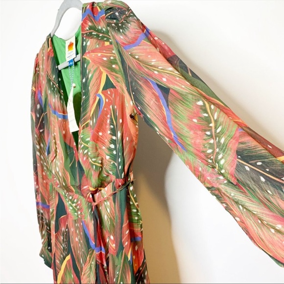 Farm Rio Sleeve V Neck Maxi Wrap Dress Size M - Picture 4 of 10